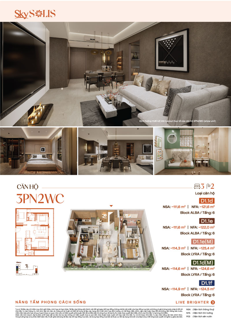 Căn Hộ 3 Phòng Ngủ 2 Vệ Sinh (3PN2WC) Sky Solis: Tầm Nhìn Panorama – Không Gian Sống Đẳng Cấp